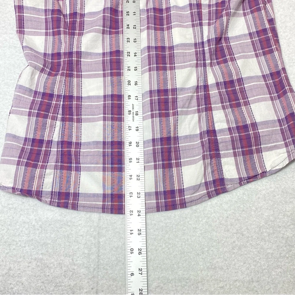 Sonoma Life Style Women's L Purple Plaid Flannel Button Up Collared Long Sleeve - Picture 14 of 15